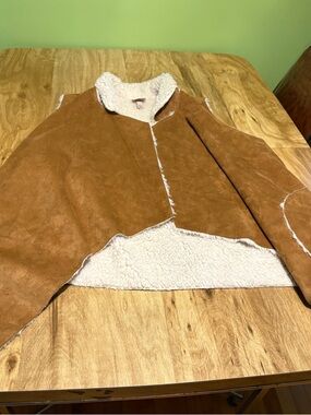 Knox Rose Vest Brown Faux Suede Sherpa Lined Drape Open Front Womens Size XXL